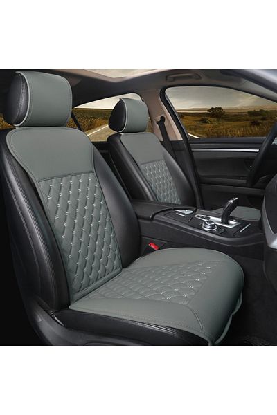 Elindor Car seat cover, universal, offers front seat protection, non-slip, quilted pattern, Gray