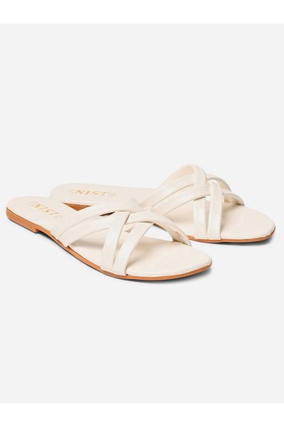 GNIST By Styli Cross Strap Open Toe Flat Sandals