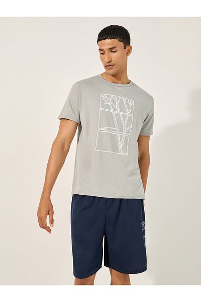 Styli Graphic Print Round Neck T-Shirt and Shorts Pyjama Set