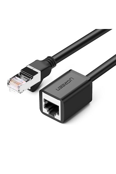 Ugreen Cablu prelungitor de rețea F/UTP Ethernet RJ45 Cat. 6, 1000Mb/s, 1m, negru