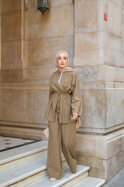 LOCCO Women's Stone Detailed Double Suit Khaki Green