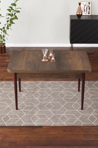 Genel Markalar Vera 70x110 Mdf Barok Masa Ahşap Ayaklı Sabit Üst Kalite Mutfak Masası, Salon Masası,Yemek Masası