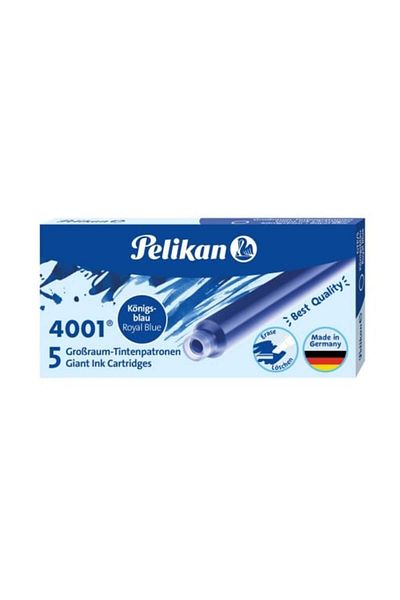 Herlitz 4001 Large Ink Cartridges, Material Plastic, Ink Color Blue, Set of 5