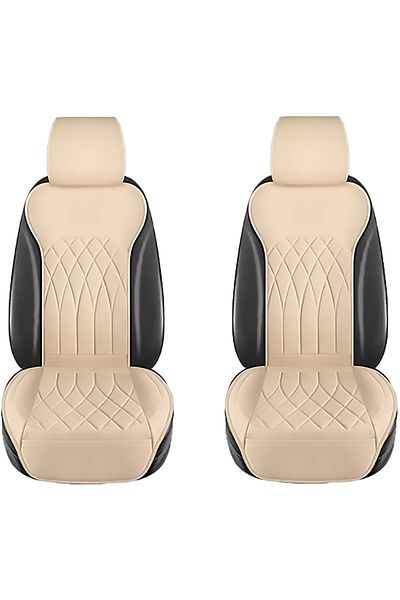Elindor Set of 2 waterproof car seat covers with storage pocket and seat belt pads, Beige