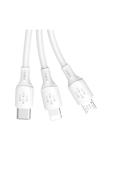 DUDAO 3w1 Kabel przewód USB-A do USB-C micro USB iPhone Lightning 480Mb/s 1.2m biały