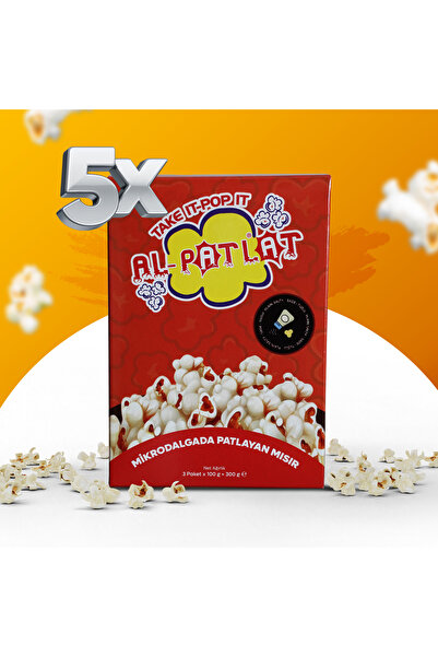 AL-PATLAT Microwave Popcorn 5 Boxes (80 Gr X 15 Packs) - Ready in 3 Minutes -...