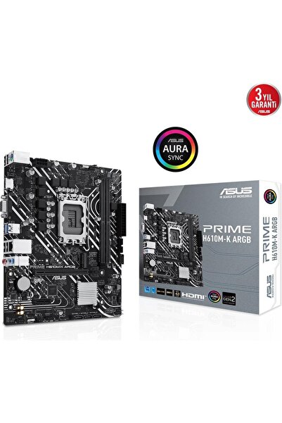 ASUS PRIME H610M-K H610 DDR5 Vga GLan mATX HDMI M2 USB3 RGB 1700p Anakart