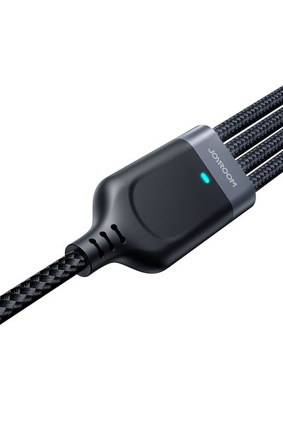 Joyroom Cablu 4 în 1 USB-A - USB-C 2x iPhone Lightning microUSB 1.2m negru