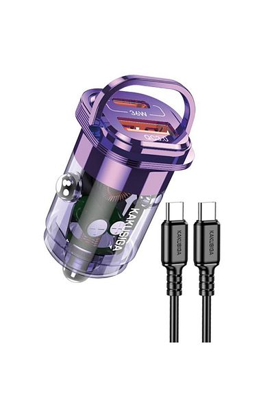 REDz Accessories Set adaptor auto KSC-1193 cu cablu Type-C, încărcare rapidă 36W, violet