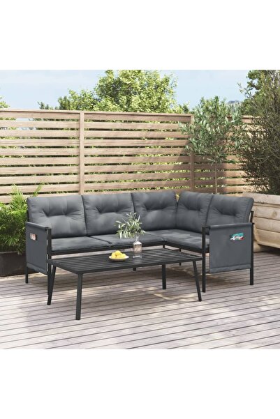 vidaxl طقم صالة حديقة من قطعتين من الفولاذ الفحمي