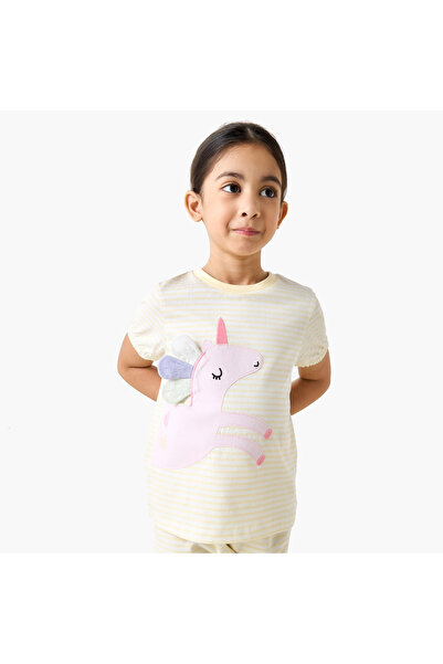 Juniors Unicorn Applique T-shirt and Pyjama Set