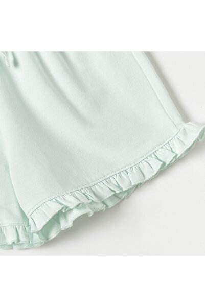 Juniors Solid Shorts with Ruffle Hem and Elasticated Waistband