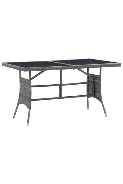 vidaxl طاولة حديقة رمادية 140x80x74 سم من البولي راتان