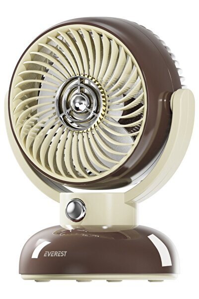 Everest Efn12 Kahve 1200Mah 3 Hız Kademe Led Işıklı Retro Masaüstü Usb Fan