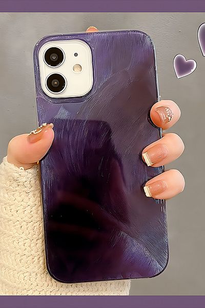 Fibaks غطاء حماية من السيليكون باللون الأرجواني لهاتف Apple iPhone 11 منقوش بالزجاج الرخامي ممتص للصدمات
