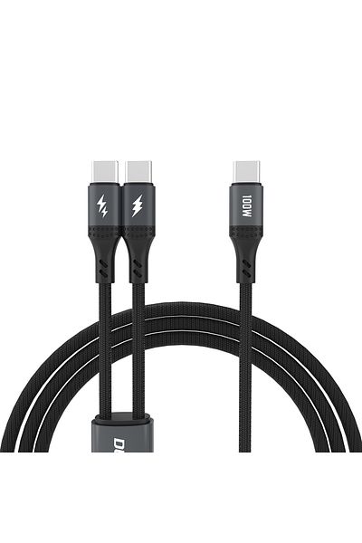 DUDAO 2w1 Kabel przewód L3F do ładowania 2 telefonów USB-C - 2x USB-C 100W 1.2m - czarny