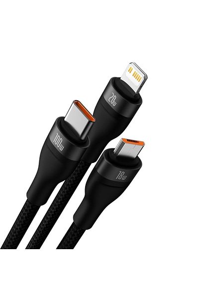 Baseus Kabel przewód 4w1 USB+USB-C do USB-C / iPhone Lightning / micro USB 1.2m - czarny