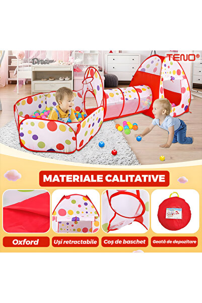TENOR Teno® 3-in-1 Children's Playground, tent, tunnel, playground with basketball hoop, 330 x 120 x 95 cm