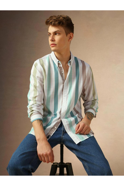 Dennis Lingo By Styli Men Button Down Collar Regular Fit Multicolor Dennis Li...
