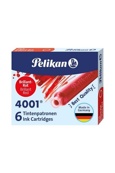 Herlitz 4001 Small Ink Cartridges, Material Plastic, Color Glossy Red, Set of 6