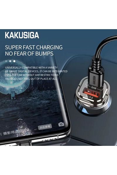 REDz Accessories Adaptor auto KSC-1191, Tip-C și USB, Încărcare rapidă 36W, Negru