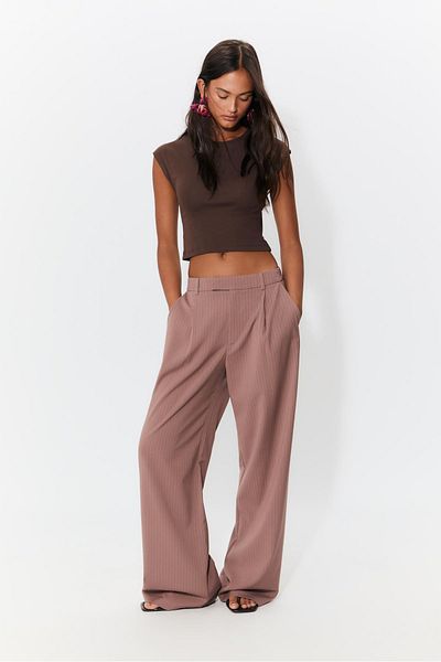 Stradivarius Striped wide-leg smart trousers