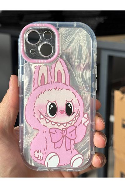Fibaks حافظة لهاتف Apple iPhone 13 مع حماية للكاميرا من Labubu Toy غطاء حماية ممتص للصدمات