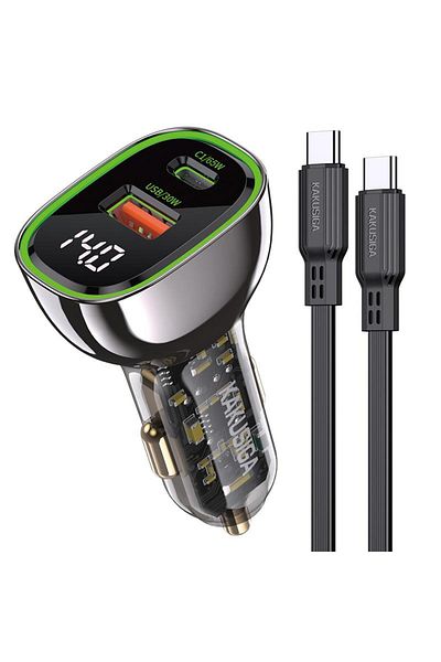 REDz Accessories Set încărcător auto KSC-1055 cu cablu Type-C, încărcare rapidă 95W, negru