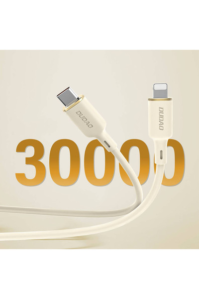 DUDAO 2w1 Kabel przewód wzmacniany SR USB-C - USB-C / Lightning 100W 1.2m beżowy
