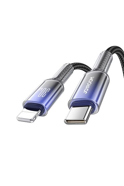 Joyroom Cablu USB-C la iPhone Lightning, seria Crystal-Clear, 30W, 1,2 m - Negru