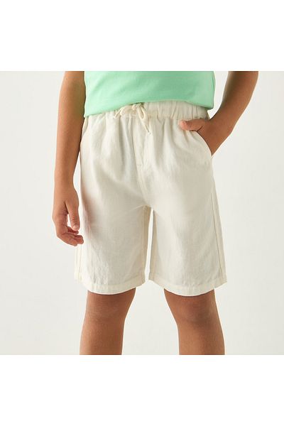 ELIGO Solid Shorts with Pockets and Drawstring Closure