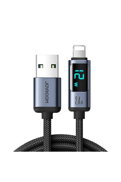 Joyroom Cablu iPhone cu afișaj LED Lightning - USB-A 2.4A 1.2m Negru