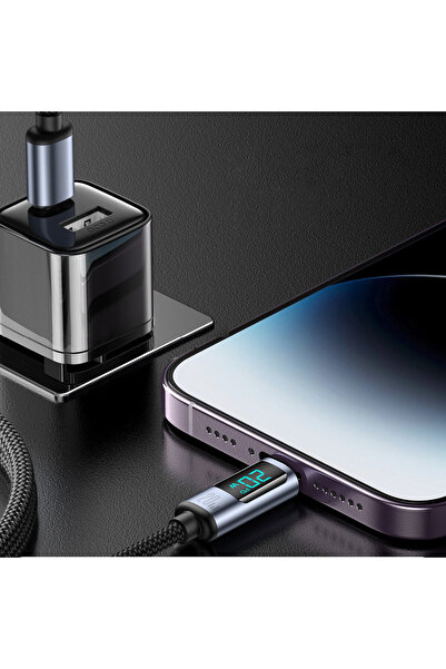 Joyroom Kabel do iPhone z wyświetlaczem LED Lightning - USB-C 2.4A 1.2m czarny