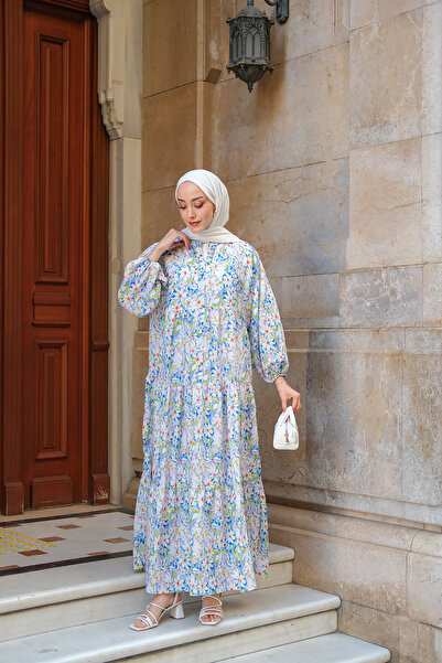 LOCCO Women's Floral Pattern Dress Lilac