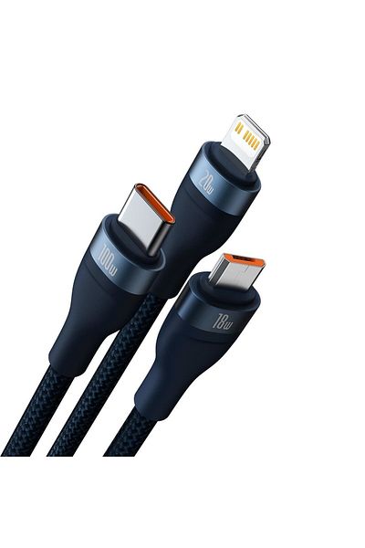 Baseus Kabel przewód 4w1 USB+USB-C do USB-C / iPhone Lightning / micro USB 1.2m - niebieski