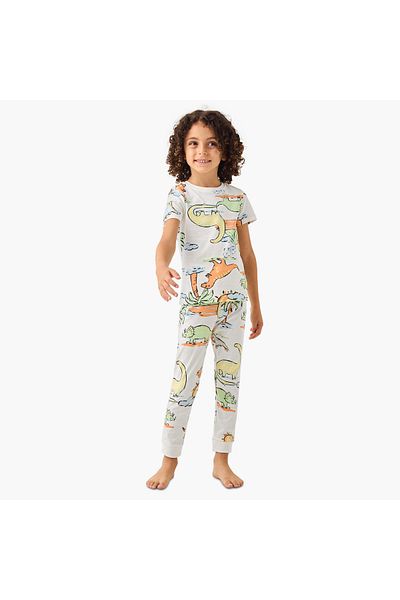 Juniors All-Over Dinosaur Print T-shirt and Pyjama Set