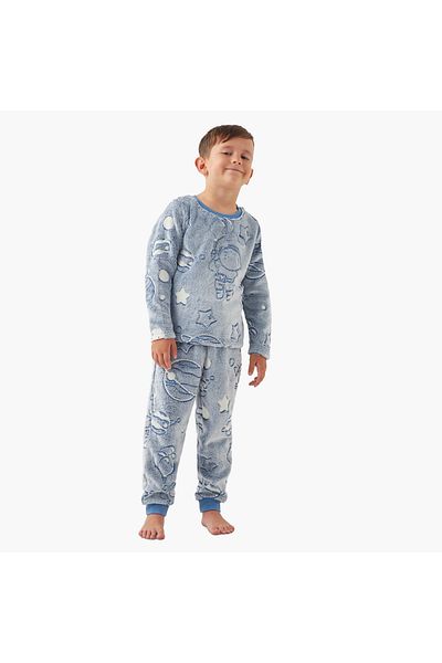Juniors Space Embossed T-shirt and Pyjama Set