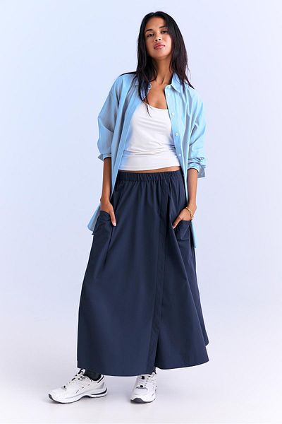 Stradivarius Loose-fitting midi skirt with pockets