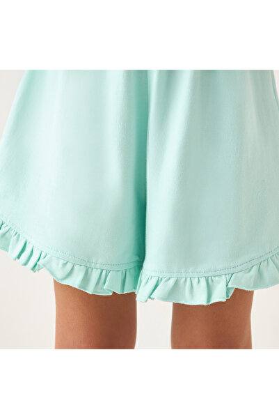 Juniors Solid Shorts with Elasticated Waistband and Ruffles