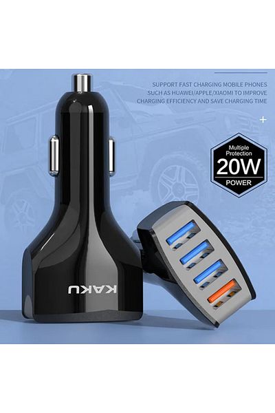 REDz Accessories Adaptor auto cu 4 porturi USB, KSC-484, încărcare rapidă 20W, negru