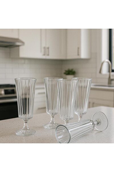 Kitchen Line فلوت موديل 6 قطع زجاج مشروبات غازية باللون البني