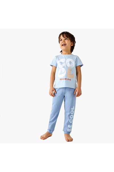 Juniors Dino Print T-shirt with Pyjama - Set of 3
