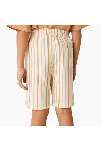 ELIGO Striped Shorts with Elasticated Waistband and Pockets
