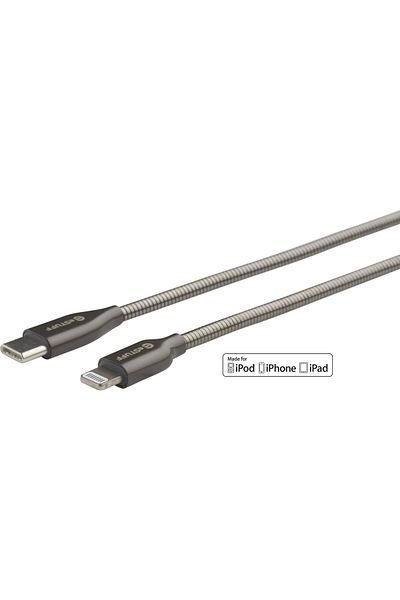 Inna marka eSTUFF Kabel USB-C Lightning MFI 1m, Wtyk 8Pin, Stal, Szybkie Ładowanie Apple USB-C PD, ES602160