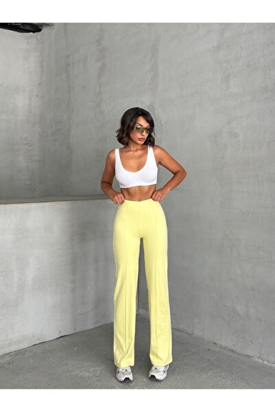 Miss Prova Premium Leggings Pants with Rib Detail and Waist Seat Missptl2672