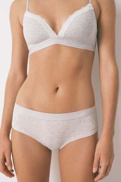 Women'secret Wide grey cotton Brazilian panty