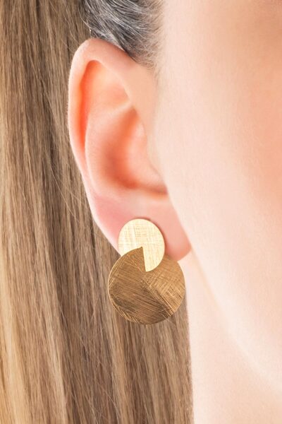 So CHIC... Kızıl Kum 18 Ayar Sarı Altın Kaplama Gümüş Tasarım Küpe