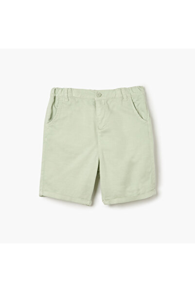 Juniors Solid Shorts with Button Closure and Pockets