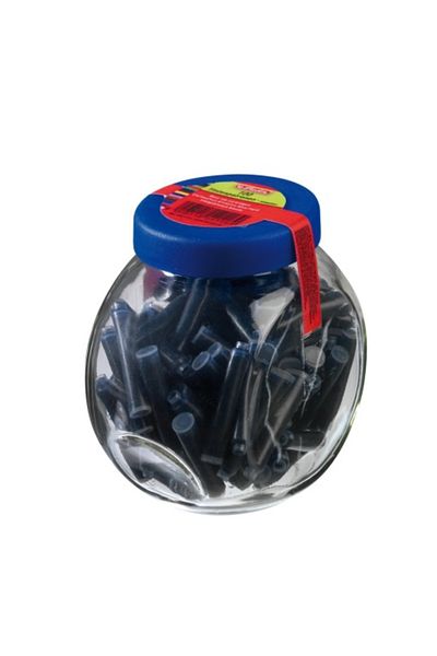 Herlitz Fountain Pen Cartridges, Material Plastic, Glass Jar, Color Blue, Set of 100
