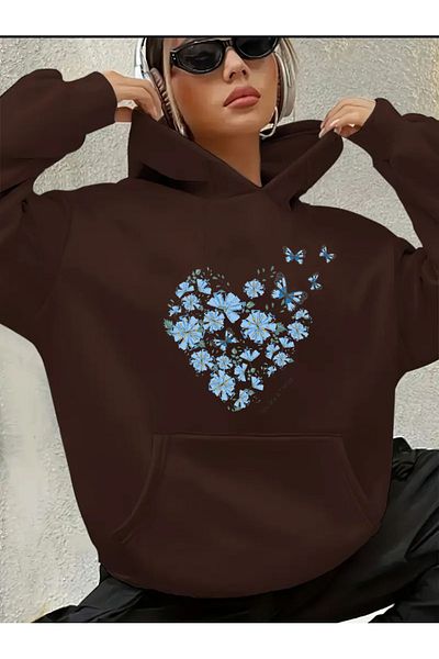 herkesemoda Суитшърт с щампа и подплата от полар